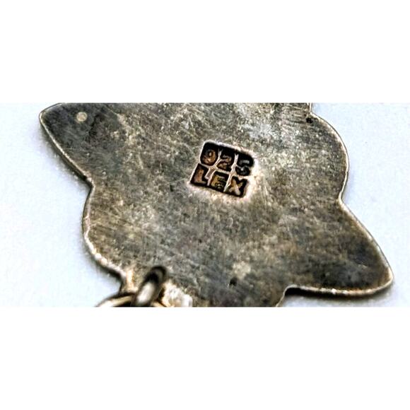 Vintage 925 LEX Sterling Silver Black Onyx Dangle Post Earrings - Picture 6 of 7